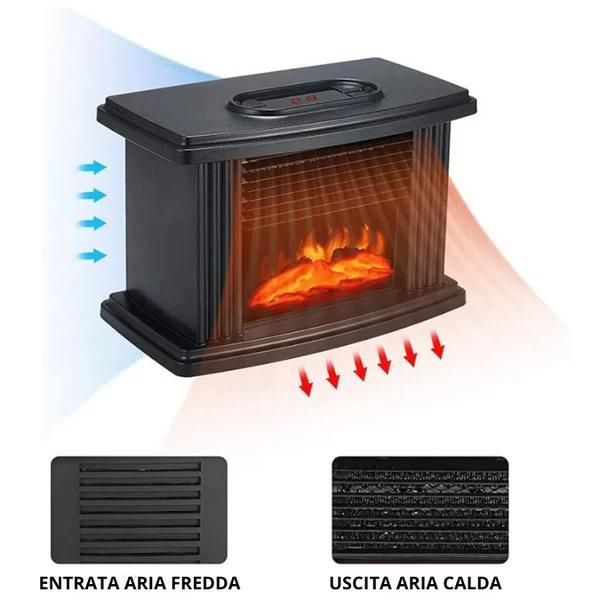 Hordozható fűtőventilátor 3D lángeffektussal