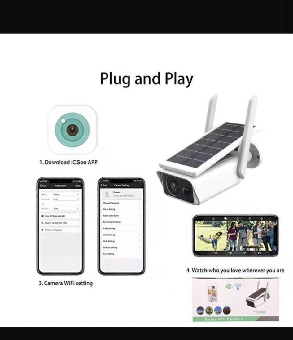 Napenergiával működő kültéri WiFi biztonsági kamera