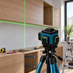 3D zöld keresztlézer konyhaszekrények pontos beállításához