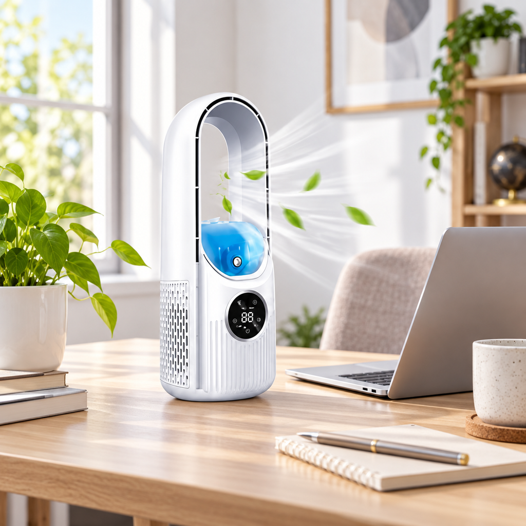 Lapát nélküli asztali ventilátor otthoni irodában